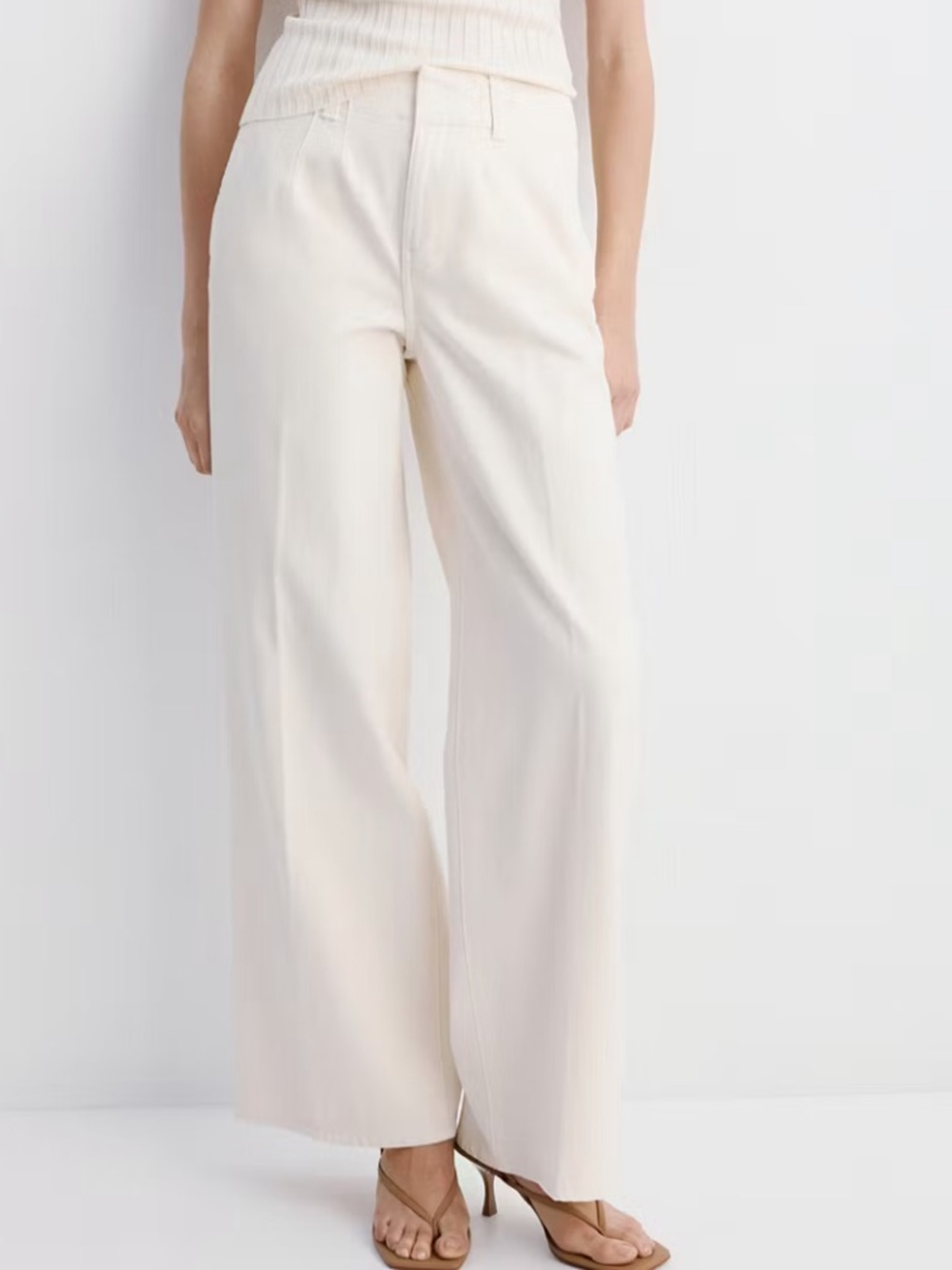 Mango Cream Wide Leg High-Rise Pants WIDE LEG MID-RISE JEANS 5822 - Picture 1 of 5